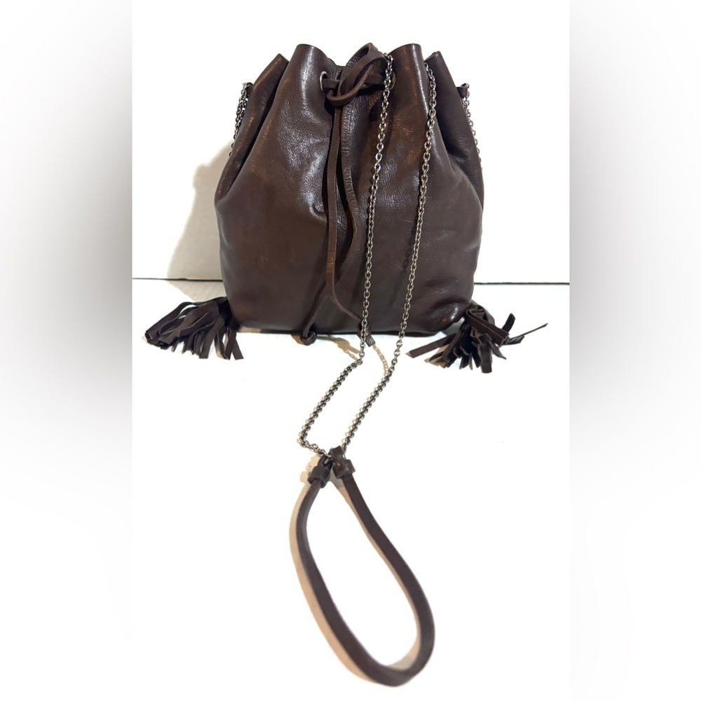 Miu Miu Brown Leather crossbody Drawstring mini Bag